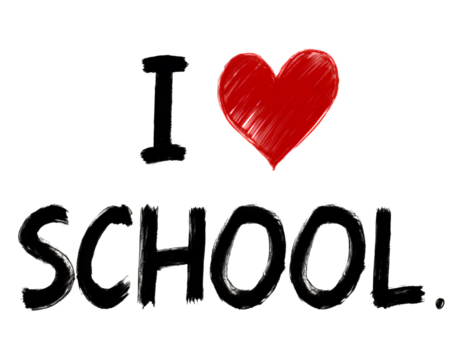 Red Heart with Transparent Background, Hand-Drawn School Illustration