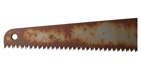 Rusty Saw Blade with Jagged Teeth, Transparent Background, Vintage Industrial Asset