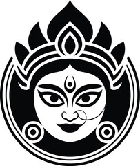 Obraz premium Divine goddess durga maa face silhouette black