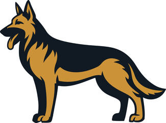 German Shepherd dog logo vector illustration whit vintage style