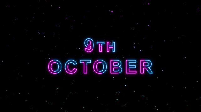 Video of 9th October Text Neon Glow Animation Motion Graphics