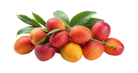 Fresh and vibrant display of ripe Arbutus unedo fruits with green leaves