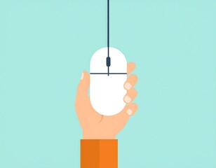 Hand holding a computer mouse