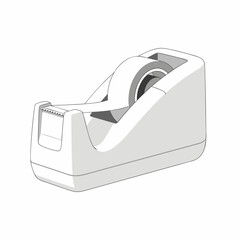 Desk accessory: An isolated tape dispenser featuring minimalist design and precise line work for office supply visuals