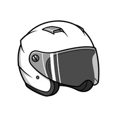 Fototapeta premium Stylized monochrome rendering of a motorcycle helmet with protective visor, clean and minimalist design illustration