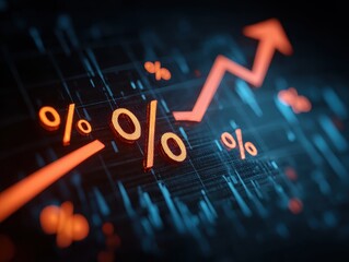 Concept of interest rates and dividends, exploring interest rates, Percent symbols, and up arrow, Long term investment growth strategies for retirement, Analyzing stock and mutual fund returns.