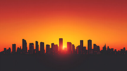 Cityscape Silhouette at Sunset