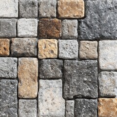 Fototapeta premium An attractive stone wall featuring a combination of different textured stones in varying colors