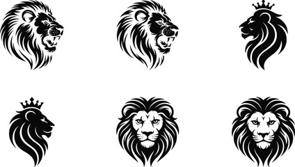 Lion Head Silhouette Vector Art, Wild Lion Head Outline Design, Roaring Lion Face Silhouette Logo,
Tribal Lion Head Silhouette Illustration