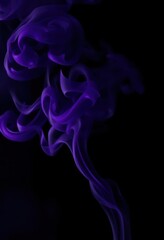 Fototapeta premium Swirling black and purple smoke billows against a dark backdrop, vibrant, silhouette, atmospheric