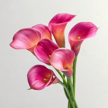 Close-up of elegant pink calla lilies in full bloom, showing delicate petals and natural beauty