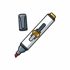 Illustration of a marker with its cap, ideal for writing, drawing and highlighting  writing tool concept on a white backdrop writing tool