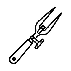 Monochrome illustration of a grafting tool showcasing its mechanism with clear outlines for botanical application representation