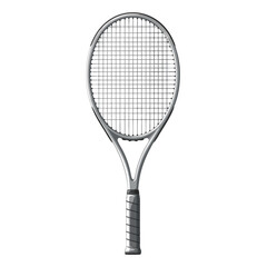 Isolated tennis racket against pristine white background offering a modern sports equipment studio shot and action ready equipment for play or