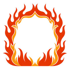 fire flames frame, isolated on white background