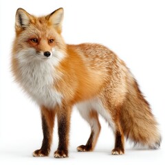 A majestic fox posing proudly, showcasing its beautiful reddish-orange fur and intelligent eyes. The fox stands confidently. The shot is expertly lit, with the fox in sharp focus.