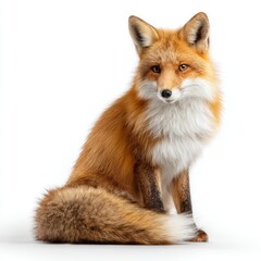 Obraz premium A striking red fox sitting regally, showcasing its beautiful fur and attentive gaze. This captivating portrait perfectly captures the essence of a wild animal