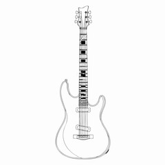 Electric Guitar Line Drawing: Classic Silhouette for Music Enthusiasts and Creative Designs, A Timeless Icon  for Musical Expression and Graphic