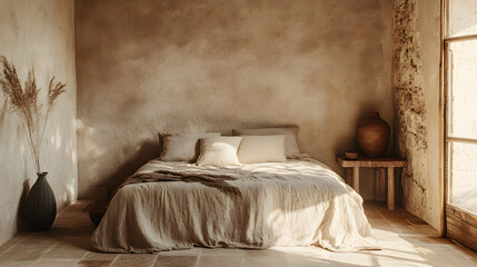 Minimalist Bedroom with Earthy Tones and Natural Light