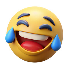 Laughing emoji face with tears of joy isolated on transparent background