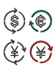 Currency Exchange Symbols Reflecting Global Finance Trends in a Modern Digital Style
