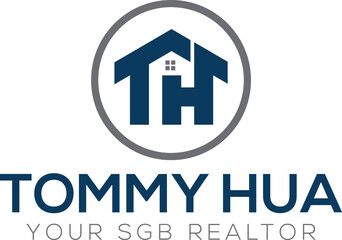 TH initial monogram logo for real estate with home shape creative design © Masud