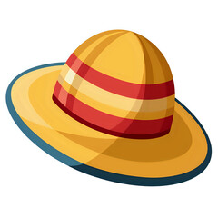 straw beach hat ,vector illustration white background