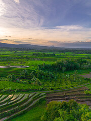 Wonderful sunrise scenery indonesia nature mountain valley forest with bright sky