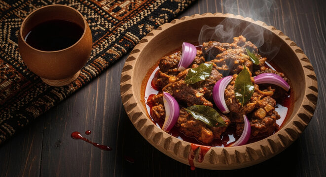 Isi Ewu &ndash; Authentic Nigerian Goat Head Stew, Rustic Top-Down Editorial (Cinematic 16:9)