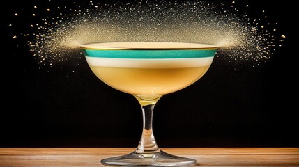 Elegant Cocktail Presentation with Sparkling Garnish Against Dark Background