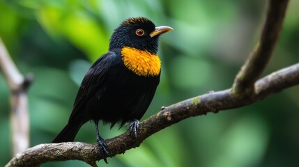 Naklejka premium A close-up of a rare bird perched on a branch