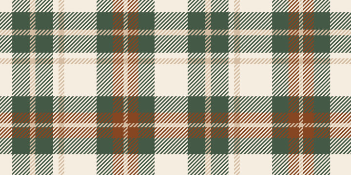 Classic Green and Beige Plaid Pattern with Brown Accents in a Seamless Checkered Design for Rustic Textiles and Decorative Backgrounds