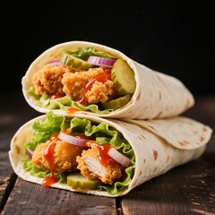 kebab chicken and vegetable wrap
