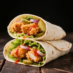 kebab chicken and vegetable wrap

