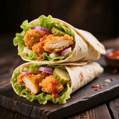 kebab chicken and vegetable wrap
