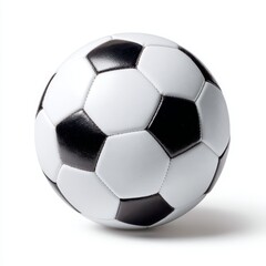 A detailed shot of a soccer ball, showcasing its classic design