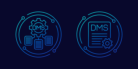 DMS icons, document management system, linear design