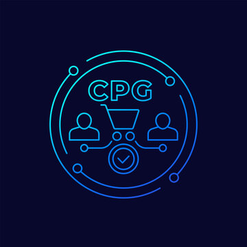 CPG icon, Consumer Packaged Goods, retail and business, linear design