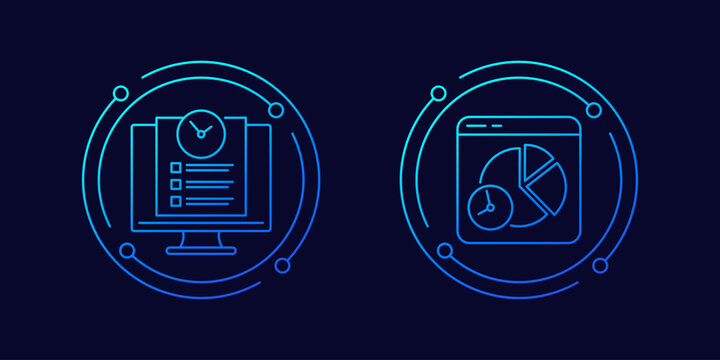 time tracking icons, timesheet software, linear design