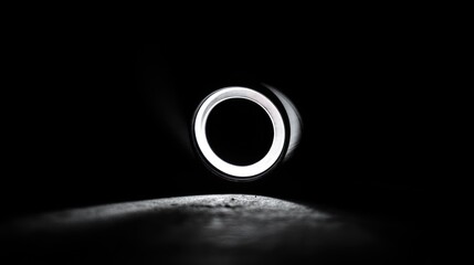Dramatic spotlight illuminating a metallic ring in stark contrast against a dark background