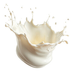 Splash of milk is shown in a white background