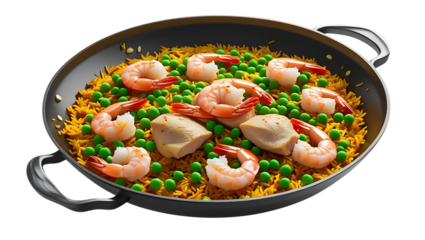 Vector Illustration of Paella in a Pan, Transparent Background, No Background, Traditional Spanish Meal