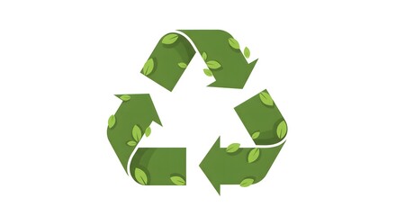 Eco-Friendly Recycling Symbol with Green Leaves