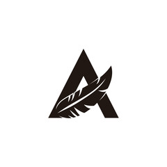letter a alpha simple one feather simple geometric logo vector