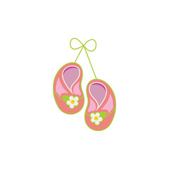 simple colorful baby shoes cute flower symbol vector