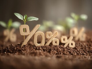 Concept of interest rates and dividends, exploring interest rates, Percent symbols, and up arrow, Long term investment growth strategies for retirement, Analyzing stock and mutual fund returns.