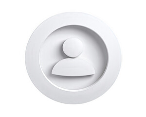 Minimalist person icon white circular button isolated on transparency background simple profile symbol modern design clean abstract digital neutral low resolution