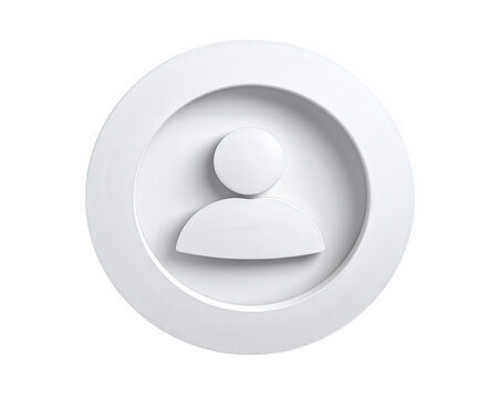 Minimalist person icon white circular button isolated on transparency background simple profile symbol modern design clean abstract digital neutral low resolution