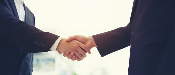 Business meeting handshake corporate office image professional environment close-up view partnership concept