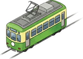 Green Trolley Bus on City Streets with Overhead Wires, Adobe Stock